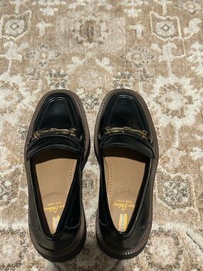 Black Leather platform Horsebit Loafers